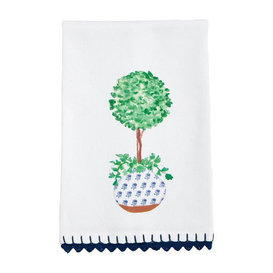 Topiary Blue Potted Plant Towel