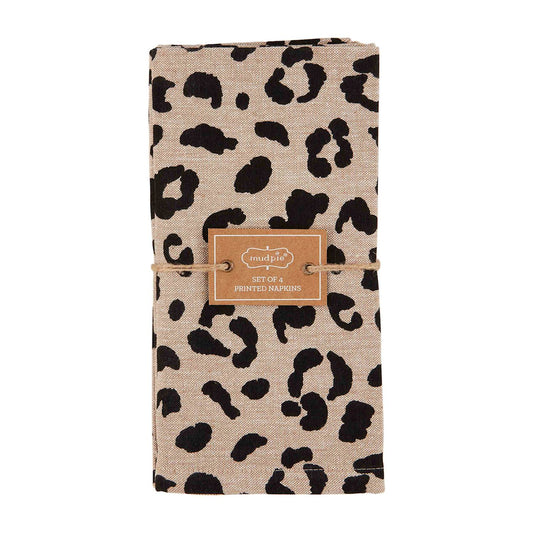 Black Cheetah Animal Print Napkin Set