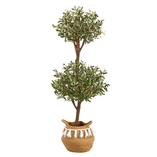 4.5' Artificial Olive Double Topiary 5’
