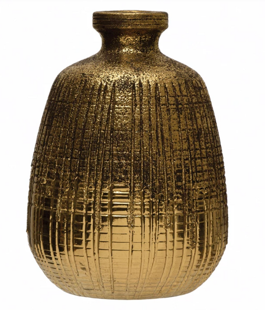 Textured Terra-cotta Vase with Lines